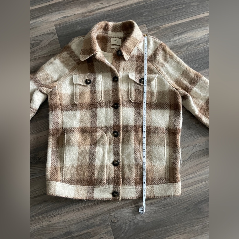 Sezane Alda Brown and Cream Plaid Jacket FR 36/US 4 - Picture 14 of 15